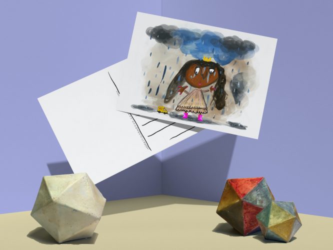 POSTKARTE Prinzessin im Regen