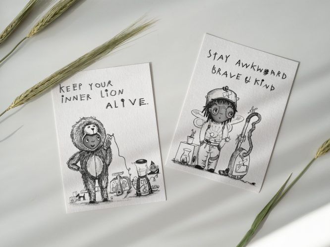 POSTKARTEN-Set: Awkward+Lion